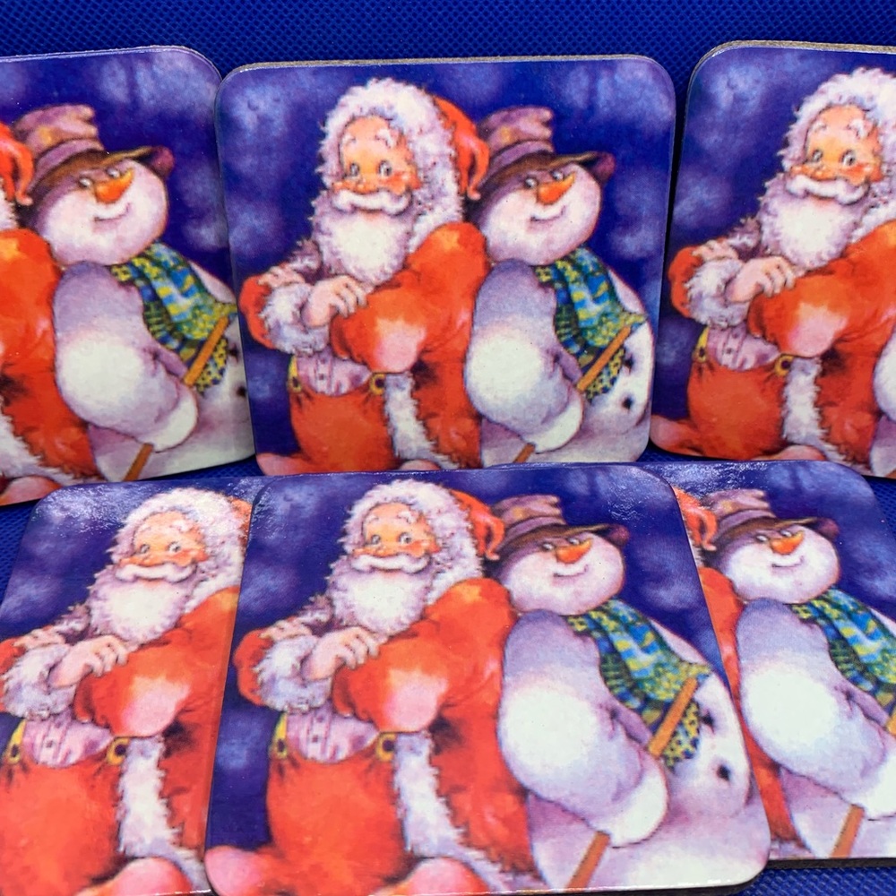 Set of 6 Santa Coasters - Picture 3 of 3